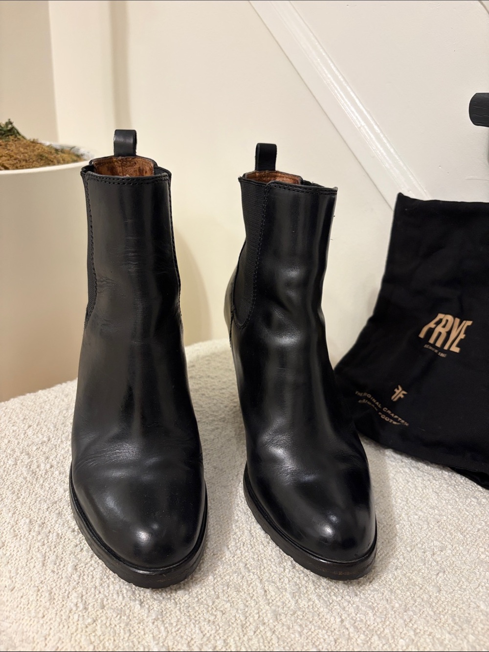 Frye Black Leather Chelsea Ankle Boots